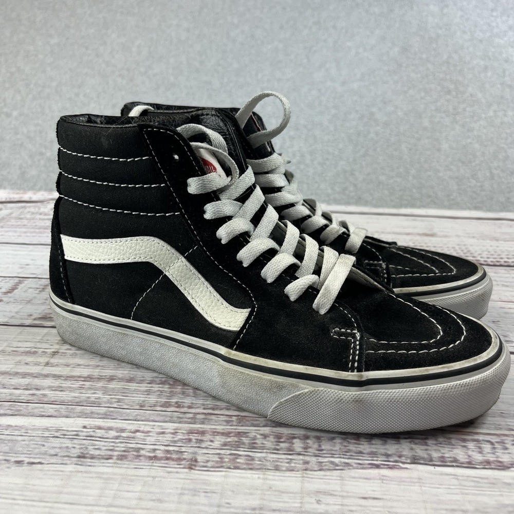 Vans Classic Shoes Womens 8 Men's 6.5 Black High Top Skate Canvas Sneakers Bones